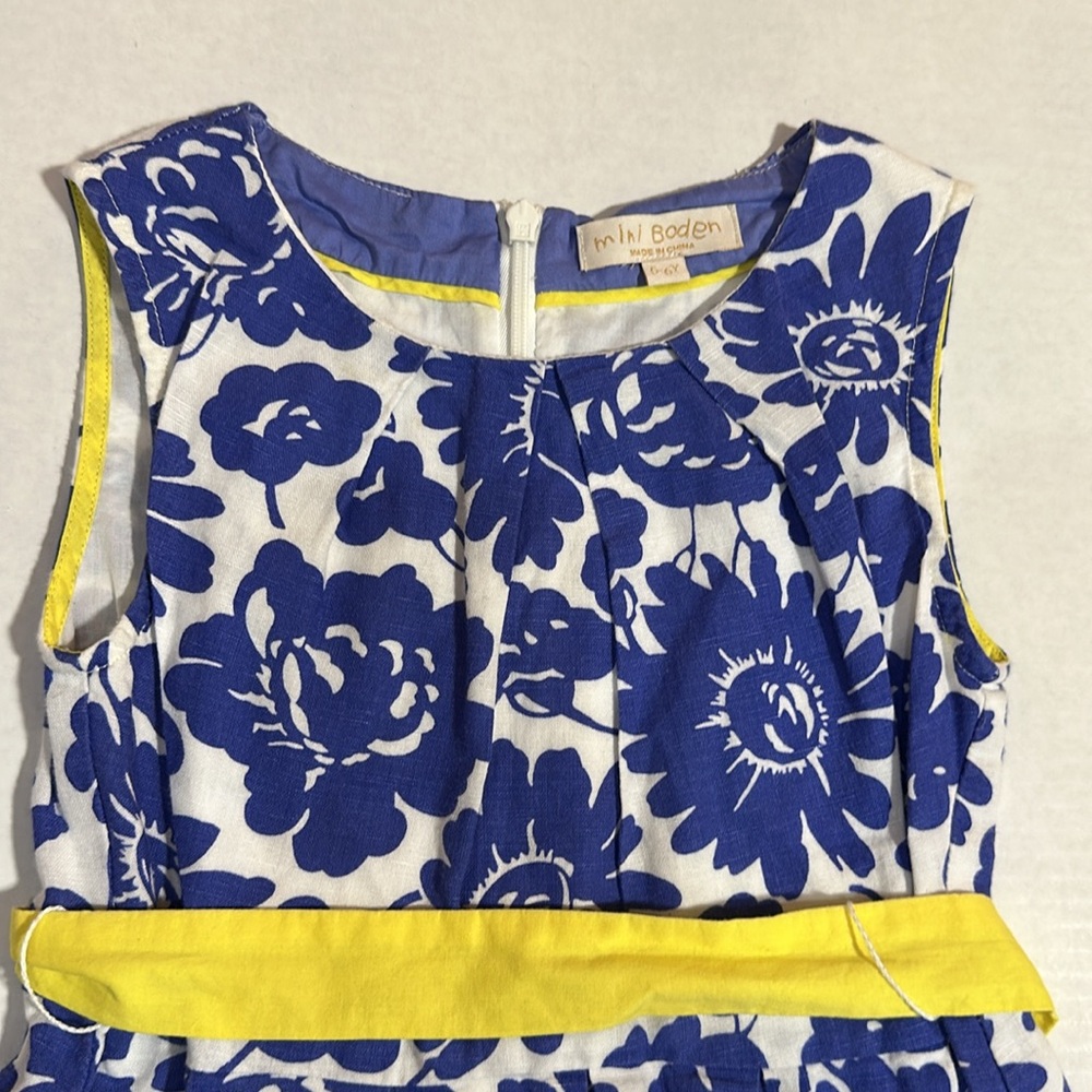 Mini Boden Floral Blue and Yellow Kids Dress - Picture 4 of 10